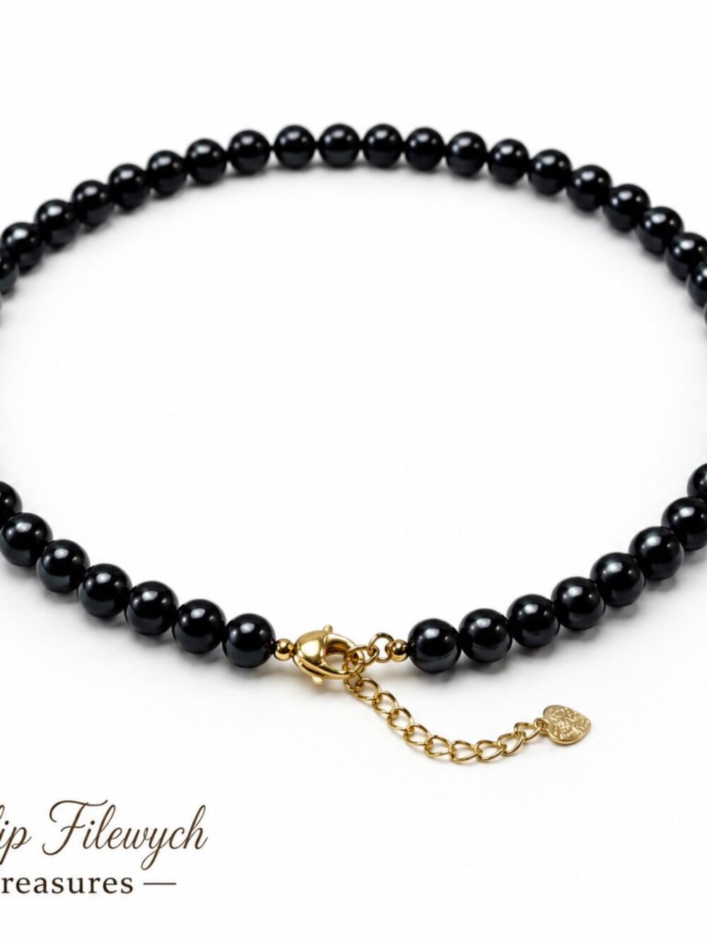 Pearl-23--Natural Black Freshwater Pearl Choker Necklace